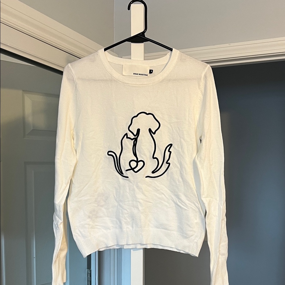 Pink Martini Cream Sweater with Pet Outline